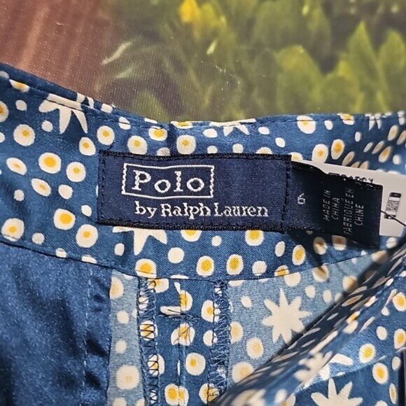 Polo Ralph Lauren Starburst-Motif Satin Wide-Leg Graphic Print Pants Size 6 NWT - Picture 5 of 11